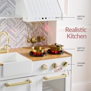Best Choice Products Deluxe Wooden Pretend Play Kitchen with Island and Espresso Machine - White