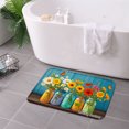 thumbnail image 3 of SPXUBZ Non Slip Flannel Polyester Floor Mat With Colorful Flowers In Jars Design For Bathroom Kitchen Bedroom Decoration 31.5x19.7 inch, 3 of 5