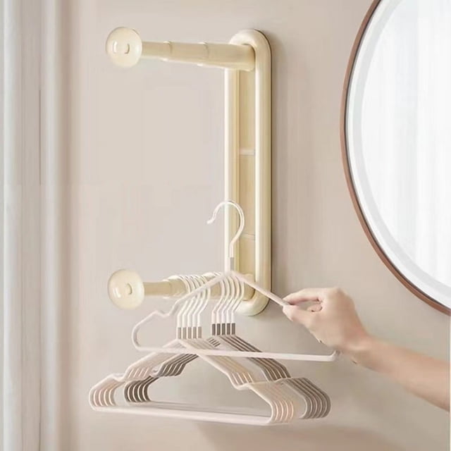 Perchero TelescóPico para Ropa, Perchero de Pared, Artefacto de Almacenamiento, Perchero TelescóPico Sin Perforaciones, Color Amarillo