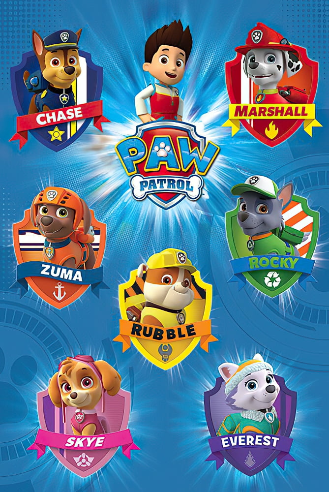 Paw Patrol TV Show Poster / Print (Character Crests) (Size 24" X 36