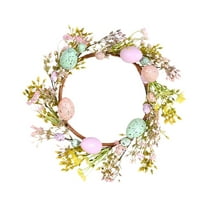 14inch Easter Wreath Artificial Easter Egg Wreath Spring Door Wreath with Mixed Twigs and Flowers Easter Decorations with Colorful Eggs for Indoor and Outdoor Home Decor