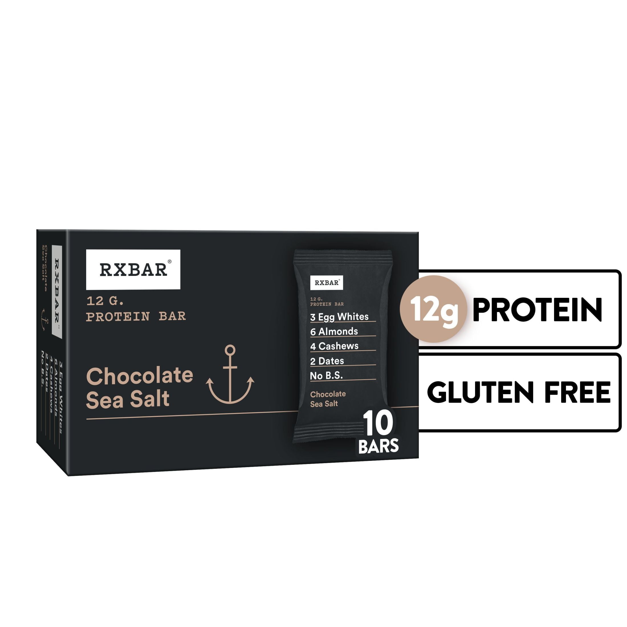 RXBAR Chocolate Sea Salt Chewy Protein Bars, Box, 22 oz, 10 Count