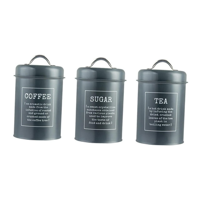 Rongfmy Metal Kitchen Canister Set coffee and tea Sugar Storage Jars Containers for A Gray