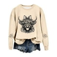 thumbnail image 4 of Tiweut Sweatshirts Top for Women Cow Print Long Sleeve Hoodless Pullover Crew Neck Ladies Classic Blouses Beige,L, 4 of 4