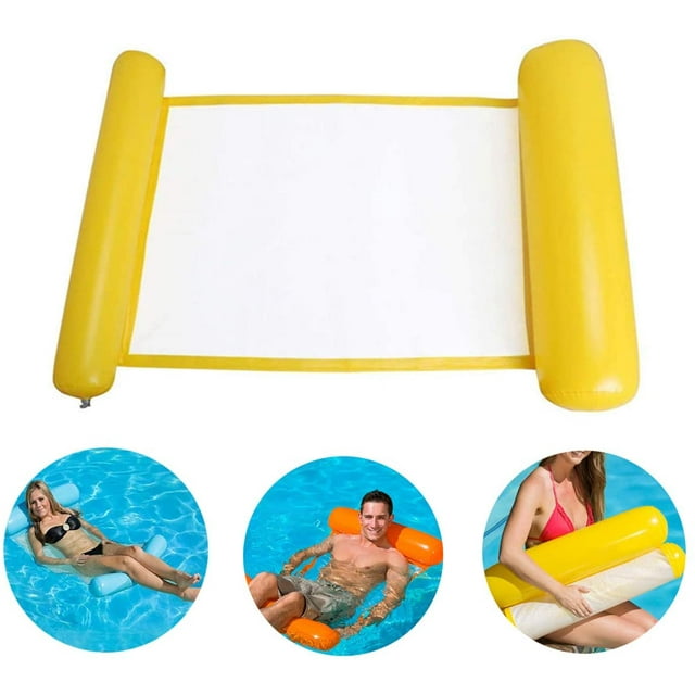 Pool Floaties for Adults, Inflatable Pool Float Portable Floating Water Hammock Pool Floaties with Bottom Mesh for Vacation Fun and Rest