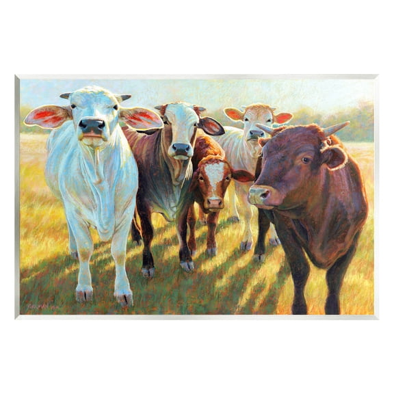 Various Cattle Sunny Farmland Field Animals & Insects Painting Unframed Art Print Wall Art