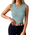 thumbnail image 4 of WAYUTE Women's Tank Tops Casual Striped Print Round Neck Sleeveless Slim Fit Nightwear Breathable Basic Top Summer Daily Wear, 4 of 6