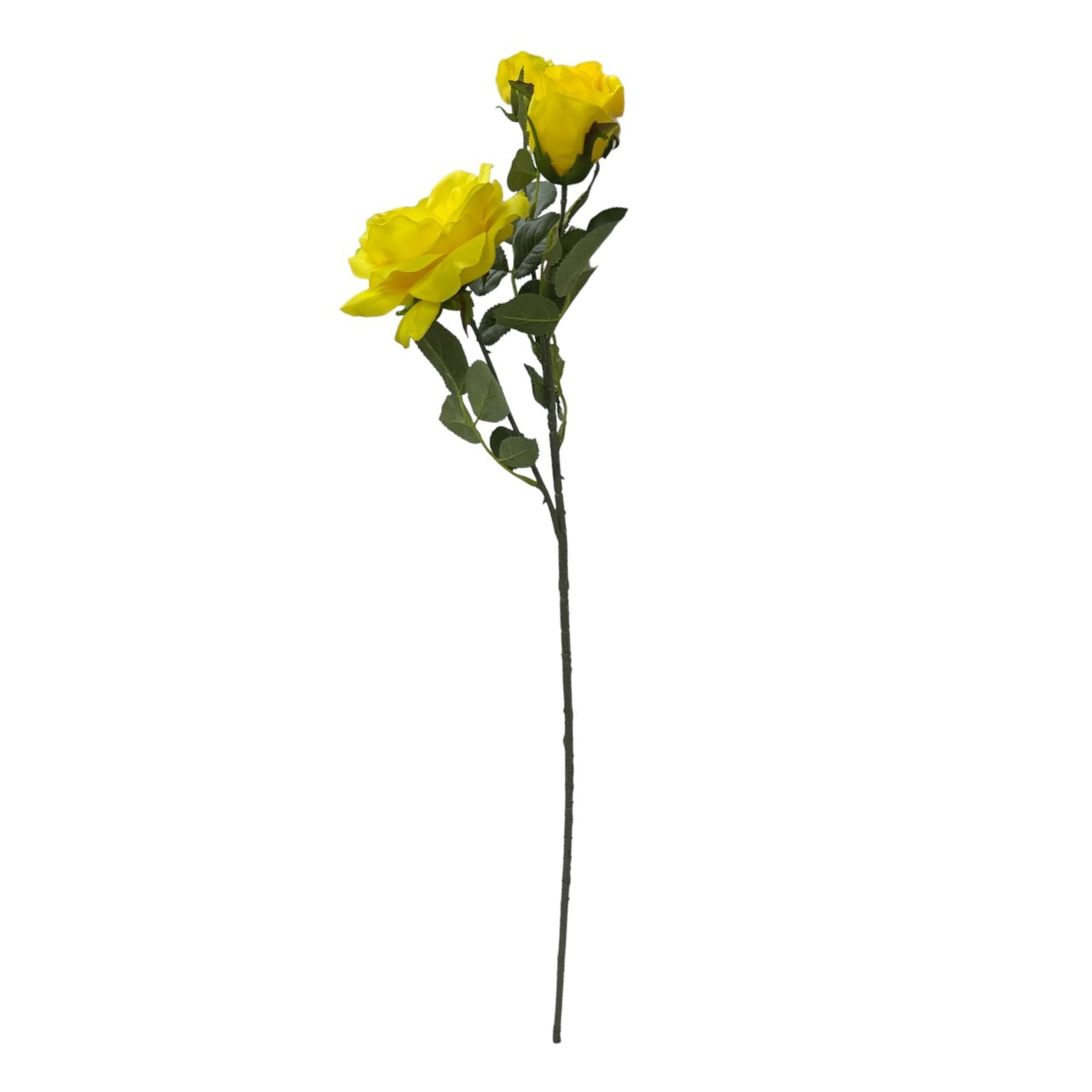 (2 pack) Mainstays 31" Tall Artificial Yellow Rose Flower Stem, Indoor Decoration