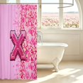 thumbnail image 3 of Manfei Contemporary Grid Shower Curtain 72Wx72L,Retro Pixel Bathroom Curtain,Pink, 3 of 5