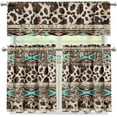 thumbnail image 4 of Aztec Cow Print Kitchen Curtain Valance and Tiers Set of 3 Fashion Farmhouse Basement Office Room Window Curtain for Kitchen Decor 24 inch Length 3 Piece-Easy Installation, 4 of 6
