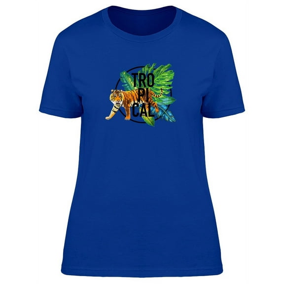Tropical Leaves Exotic Tiger T-Shirt Women -Image by Shutterstock, Female Medium