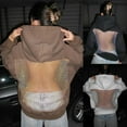 thumbnail image 2 of Womens Crystal Mesh Back Hoodie Oversized Sweatshirts Casual Long Sleeve Pullover Sweater Winter Fall Outfits Gift, 2 of 8