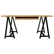 Paolini Solid Wood Executive Desk with Keyboard Drawer in Ivory Finish