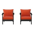 thumbnail image 2 of WestinTrends Avalon Outdoor Modern HDPE Patio Club Chairs with Deep Seat Cushions (Set of 2), Black/Orange, 2 of 5