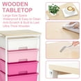 thumbnail image 3 of Rolling Storage Cart with 4 Drawers, KK KINGRACK Drawer Cart with Wooden Tabletop for Craft Office School Storage, Pink, 3 of 5