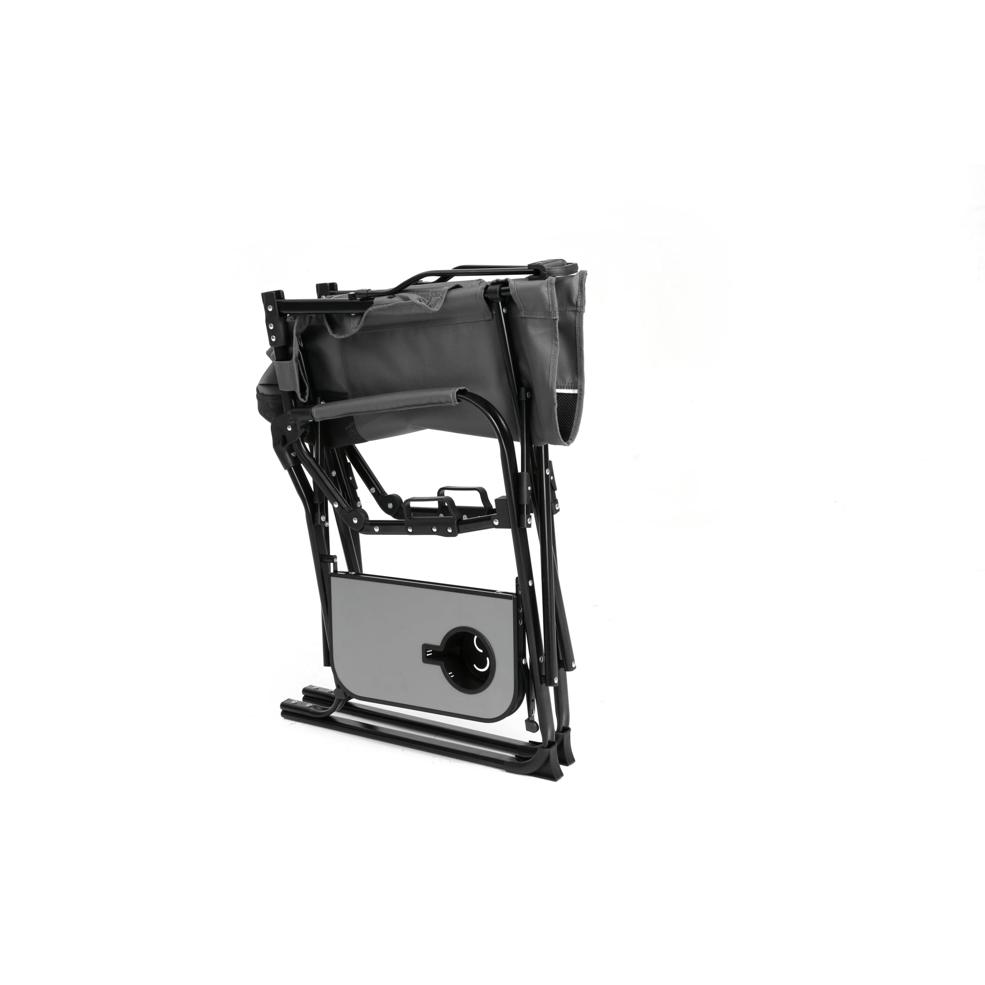 Leumius Camping Directors Chair,Oversized Heavy Duty Portable Folding Camping Chair with Side Table, Pocket for Beach,Fishing,Trip,Picnic,Lawn,Gray