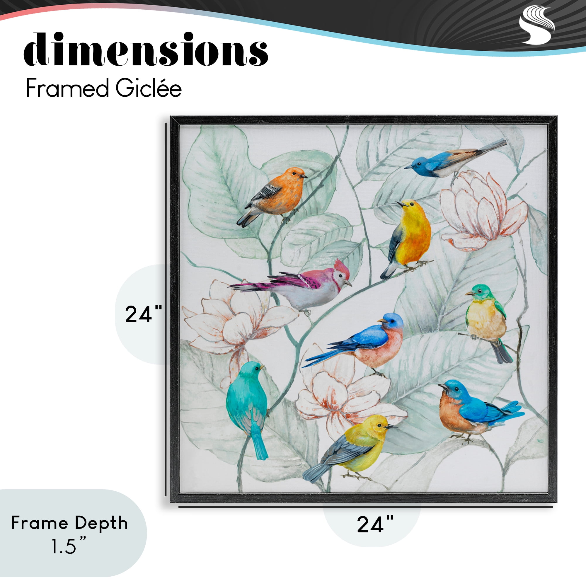 Stupell Industries Colorful Array Of Birds Black Framed Giclee Art, design by Lorenzo Collective