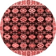 thumbnail image 1 of Ahgly Company Machine Washable Indoor Round Abstract Red Modern Area Rugs, 4' Round, 1 of 4