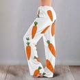 thumbnail image 2 of Easter Pajamas Women Drawstring Wide Leg Lounge Sleepwear Cute Rabbit Print Soft Stretch Waist Pants (White,M), 2 of 5