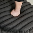 thumbnail image 5 of 22.05"Wide Upholstered Round Pouf Ottoman Foot Rest with Black Metal Legs,Faux Fur Footstool for Living Room Bedroom Entryway. Charcoal, 5 of 6