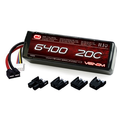 Venom LiPo Battery for Traxxas Rustler 20C 11.1 6400mAh 3S with Universal Plug System - Walmart