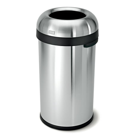 simplehuman 60L Bullet Open Commercial Trash Can Heavy Gauge Brushed Stainless Steel