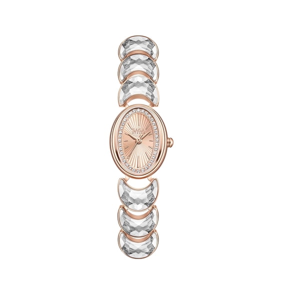 SAGA Luna Women's Watch with Moon-Shaped Bracelet and Danube Crystals - Elegant Timepiece Featuring Swiss Movement, Adjustable Strap, and Water Resistance