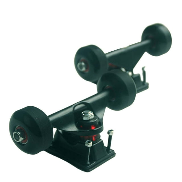 Juego de ruedas y ejes de monopatín, juego de rodamientos y ruedas de monopatín de 52 mm, ejes de monopatín de 5", almohadillas elevadoras de monopatí Negro