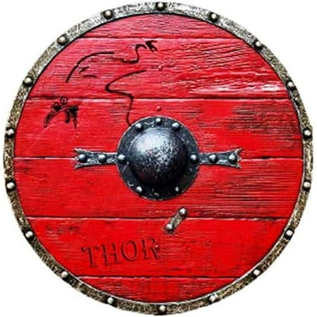 THOR INSTRUMENTS Medieval Viking Round Armor Shield Larp Warrior Wood & Steel 24" Rustic Vintage Home Decor Gifts