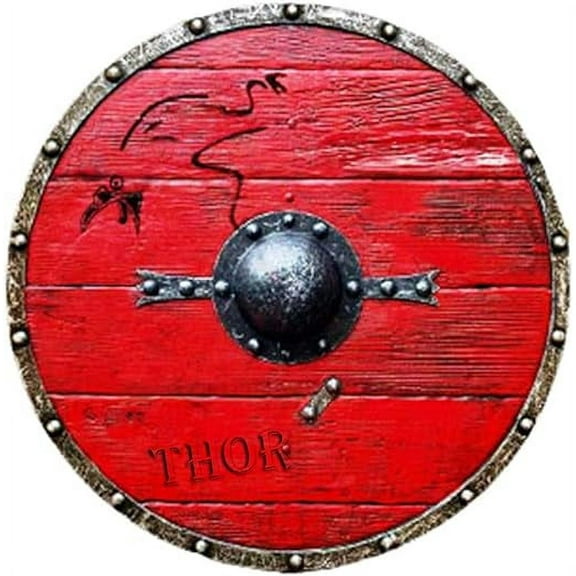 THOR INSTRUMENTS Medieval Viking Round Armor Shield Larp Warrior Wood & Steel 24" Rustic Vintage Home Decor Gifts