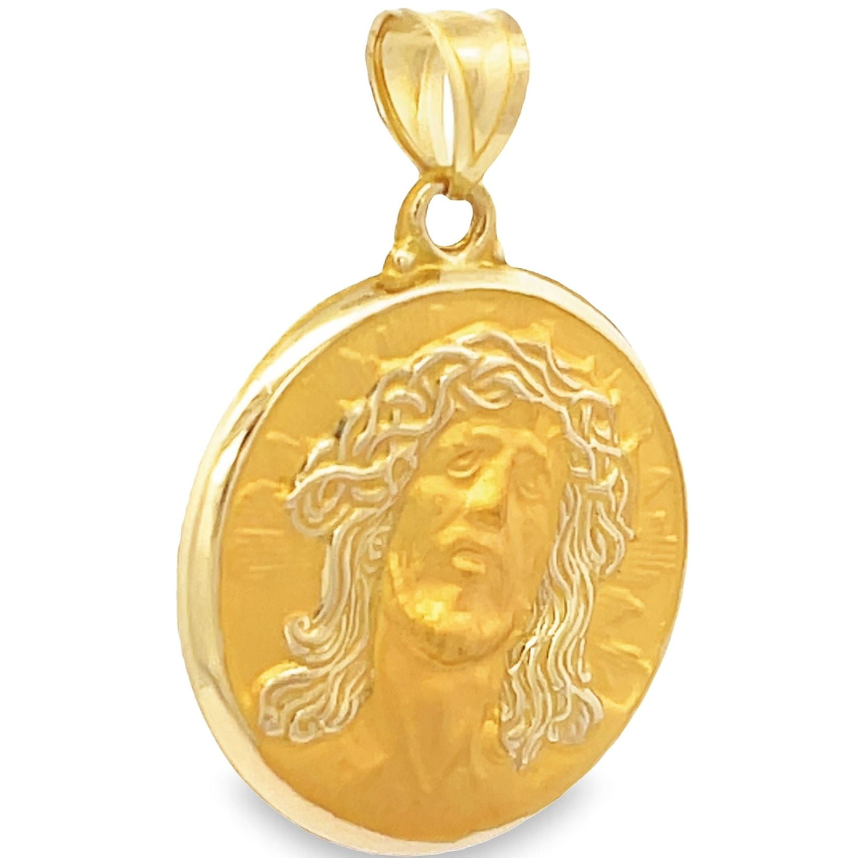 Brilliance Fine Jewelry 14KT Yellow Gold Round Jesus Religious Medal Pendant