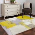 thumbnail image 3 of Yellow Area Rug 4x6 FT, Non Slip Kids Room Carpet, Modern Geometric Grey Oil Painting Abstract Washable Soft Floor Carpet Non-Shedding Throw Rug for Dorm Kitchen Study Room Home Office Bedside, 3 of 9