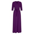 thumbnail image 5 of Zedker Dresses for Women Casual V-Neck 3/4 Sleeve Plus Size Long Maxi with Pockets Purple Plus S, 5 of 6