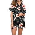 thumbnail image 2 of Fewfanhot Women's Ultra-Soft Sleepwear Set - Cotton-Blend Short Sleeve Pajamas & Short Pants Total 2PC, Ideal for Family Gatherings and Cozy Nightwear, 2 of 7