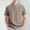 Khaki, variant on Men's Button Stand Collar Blouse Top with Pocket, Casual Short Sleeve Front Shirt for Men, Light Blue, M