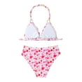 thumbnail image 4 of Sopiago Girl's Two-Piece Swimwear Halter Swimsuits Triangle Wireless Bikini Set Flower Bathing Suit Pink,10-11 Years, 4 of 7