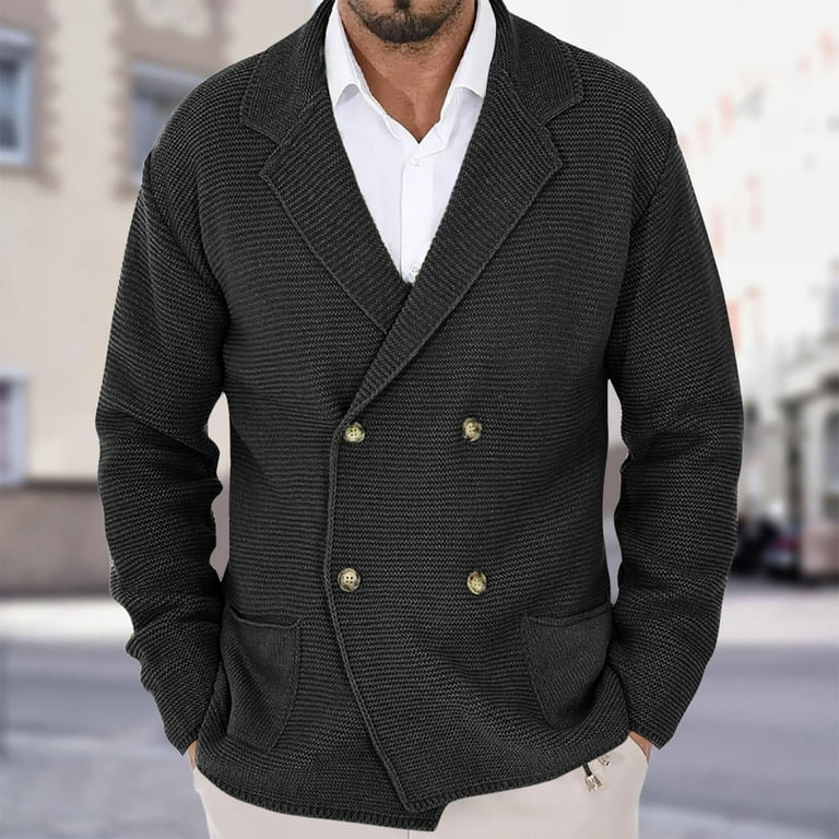 Zpanxa Men's Wool Blend Winter Jacket Button Front Long Sleeve