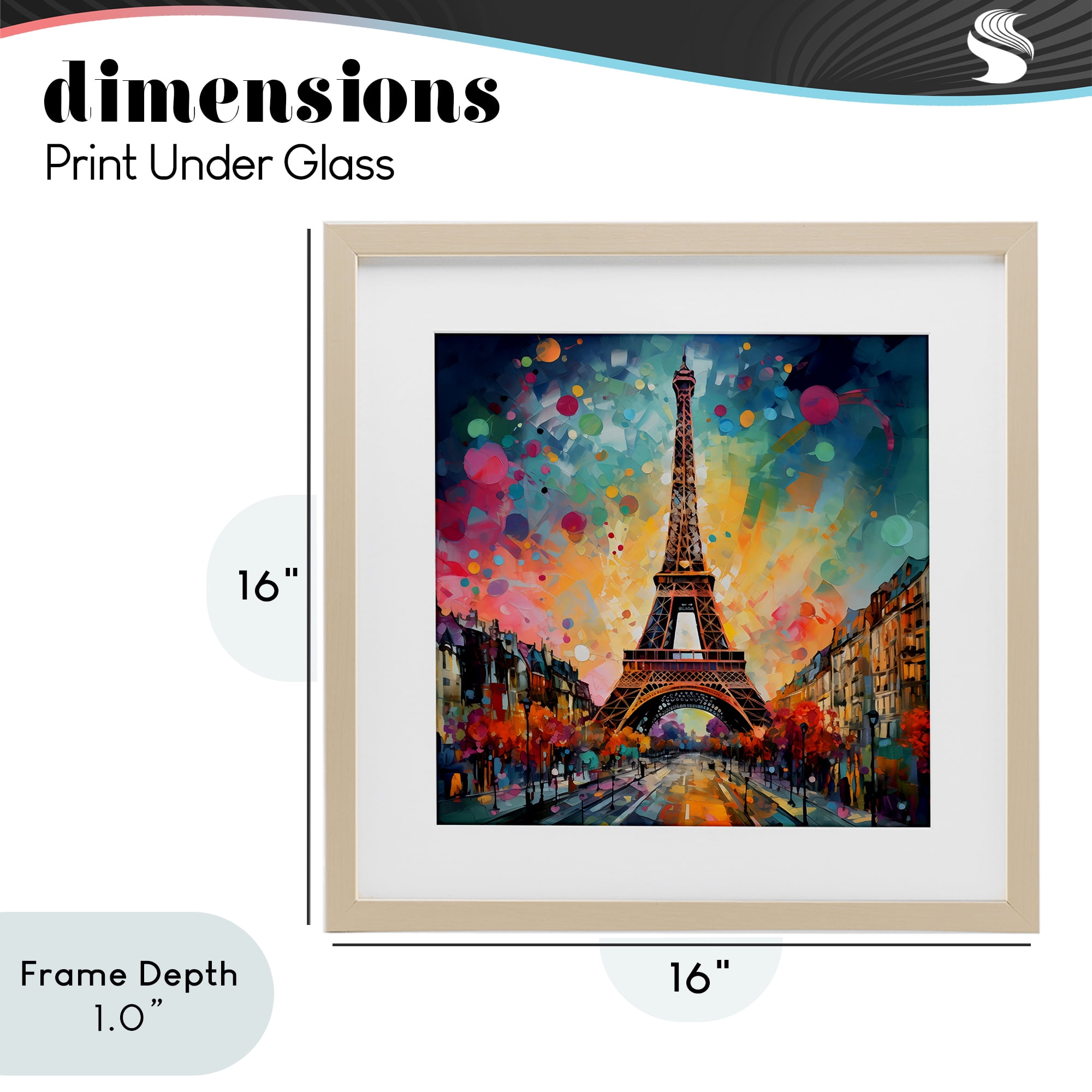 Stupell Industries Eiffel Tower with Vibrant Dots Birch Framed Print Under Glass, design by Creative Studio