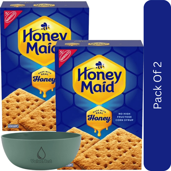 HONEY MAID Graham Crackers, Lunch Snacks, 14.4 oz-2pk, With Olive Green Bowl By ValueNest