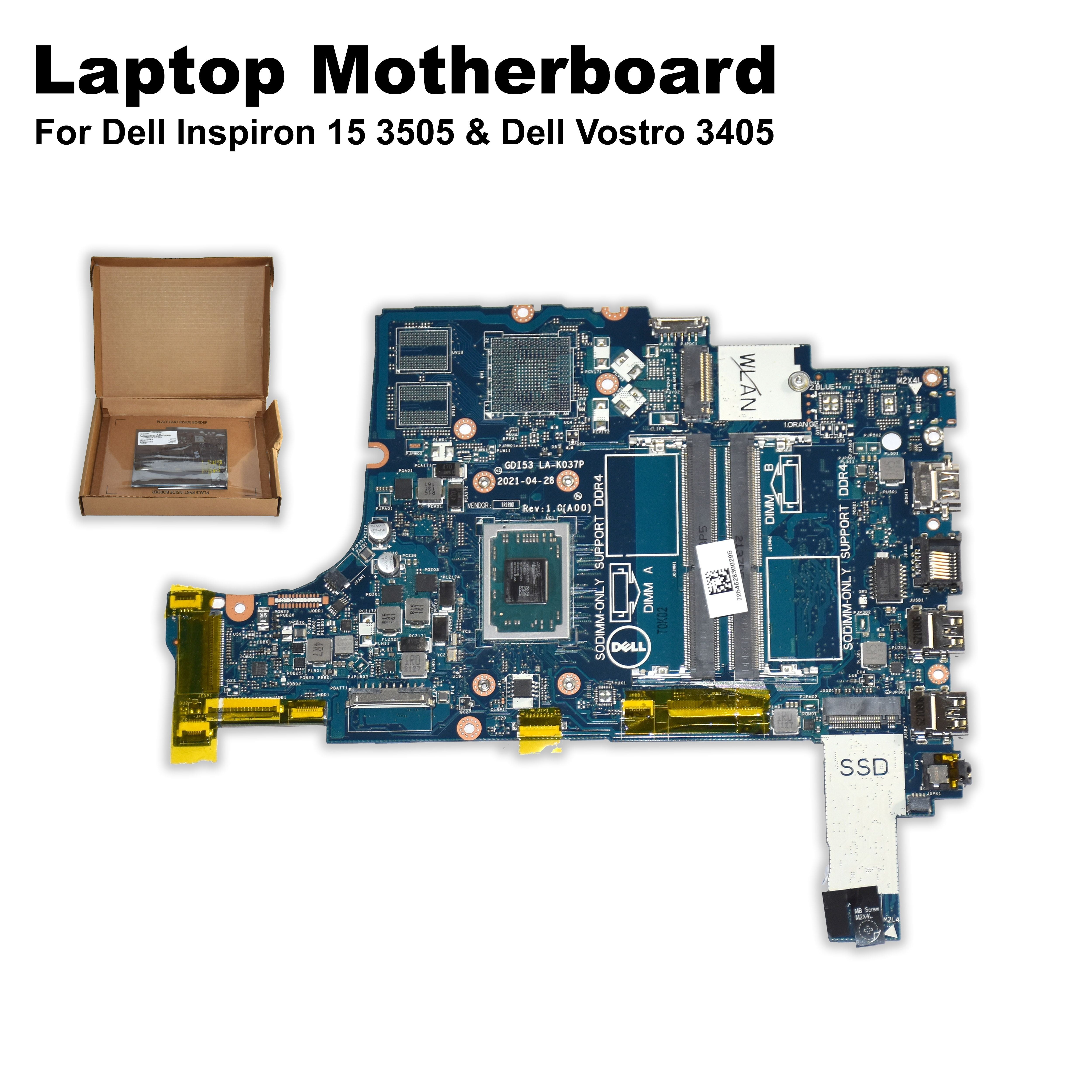 Pre-Owned Dell Inspiron 15  3505 & Vostro 3405 Motherboard w/ Athlon 3050U & DDR4 – P43K1