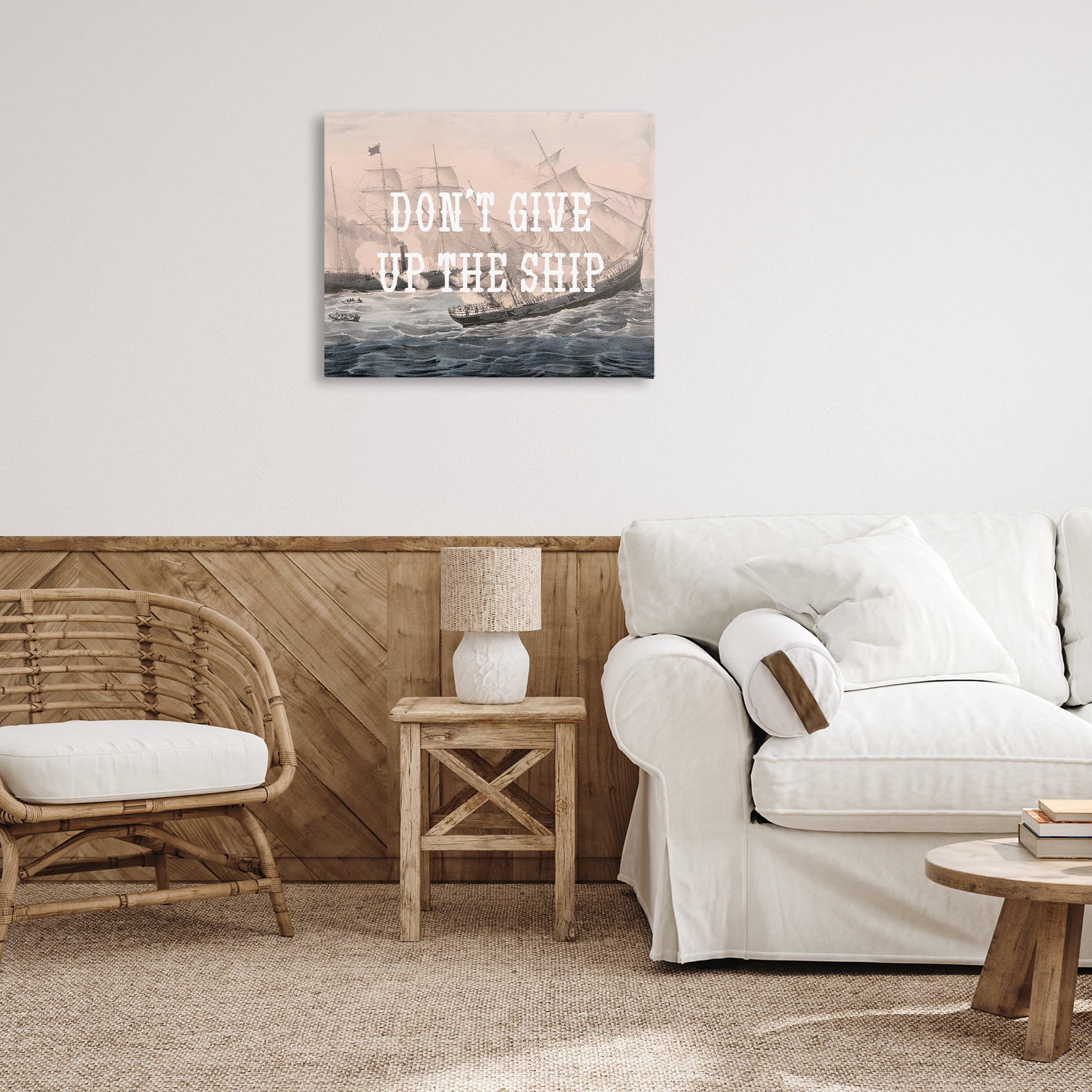 Stupell Industries Don't Give Up Ship Nautical & Beach Painting Wrapped Canvas Art Print Wall Art, 30 x 24