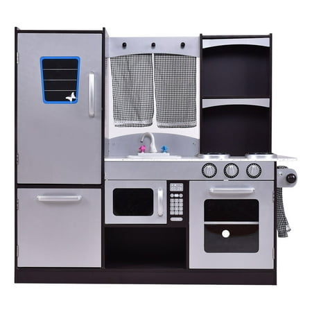 Gymax Kids Cooking Pretend Play Toy Wooden  Kitchen  Set  