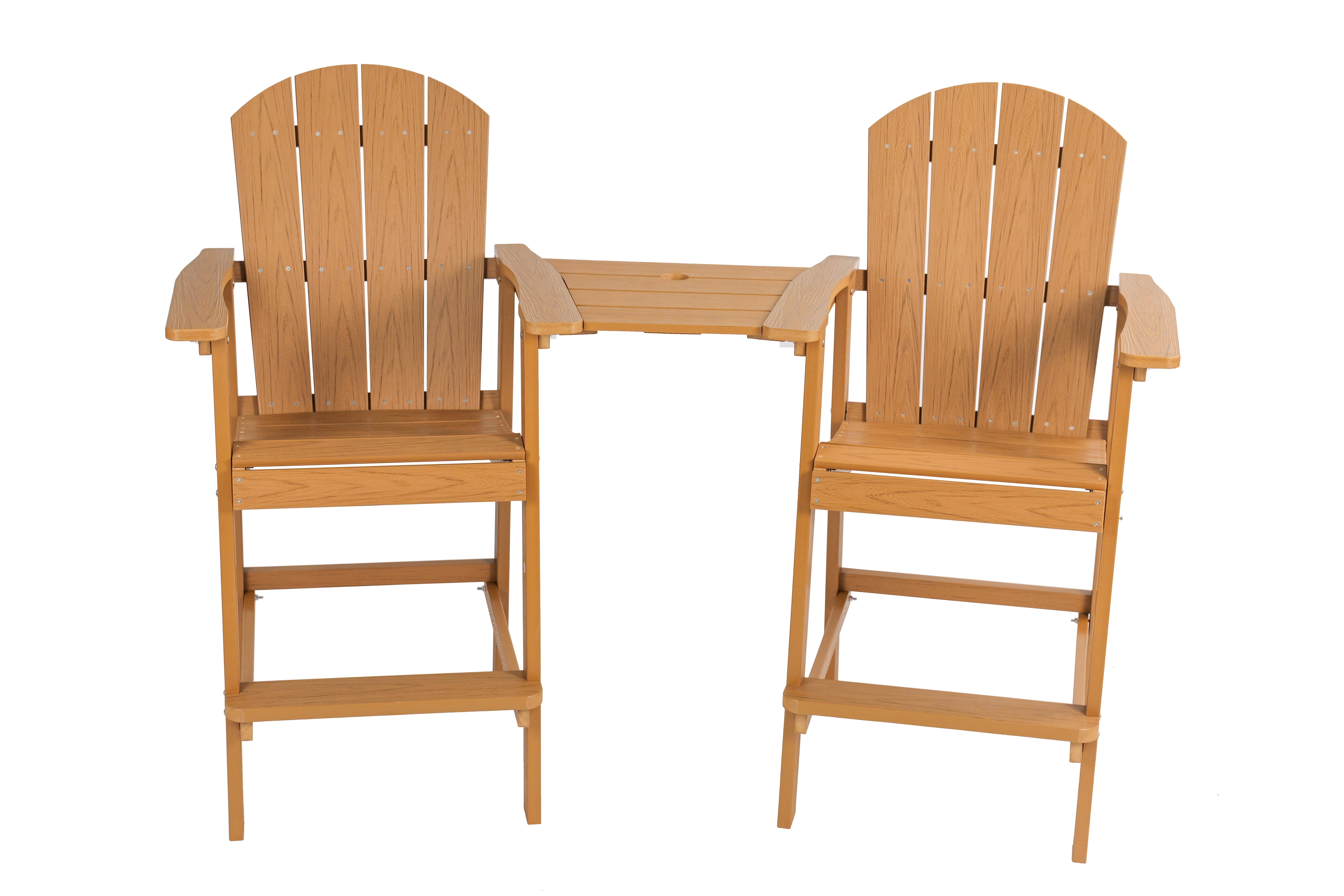 Outdoor Bar Chair, Leisure High Seat Stool for Patio Garden Backyard Casual Evening Party Gathering, Teak