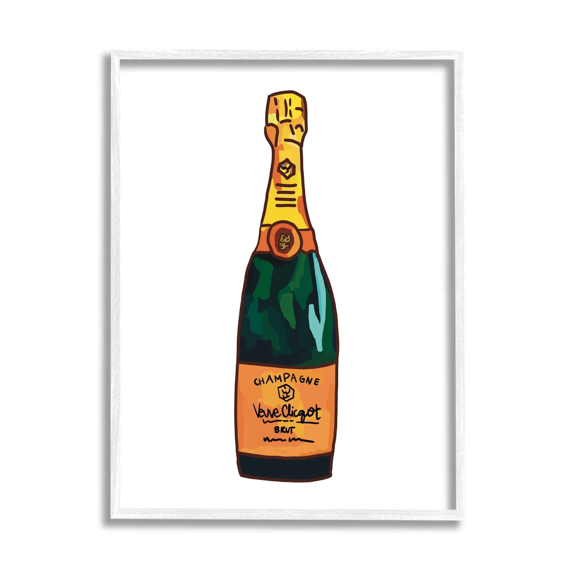 Stupell Industries Classy Champagne Wine Bottle Kitchen Bar Beverage Graphic Art White Framed Art Print Wall Art, Design by Amelia Noyes