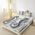 thumbnail image 4 of Feelyou Cartoon Seahorse Teens Full Size Sheets, Nautical Lighthouse Bed Sheets, Kawaii Ocean Animal Sheet Sets, Lightweight Room Decor, 4-Piece, 4 of 7