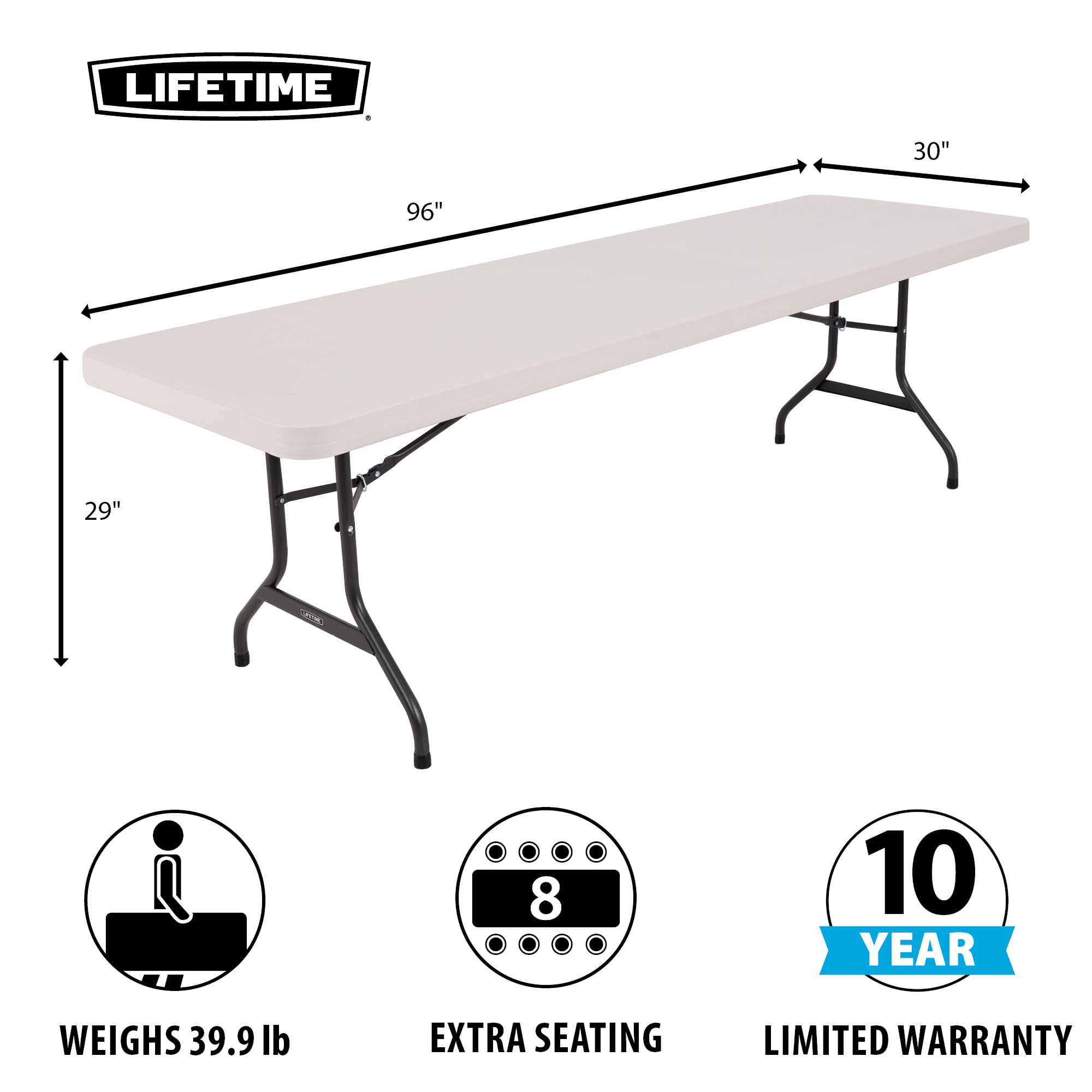 Lifetime 8' Commercial Grade High-Quality Folding Table, Almond (22984)