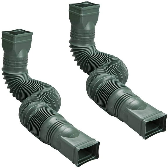 Amerimax Flexible Downspout Extension Gutter Downspout Extender - Durable Vinyl - 2-Pack, Green