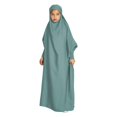 thumbnail image 2 of XXWXYD Toddler Musli𝗆 Dress, Solid Abaya Hijab Long Sleeve Dresses with Bow Tie Skirts for Kids Girls, Modest Comfy Prayer Outfit Eid Fashion, 2 of 4