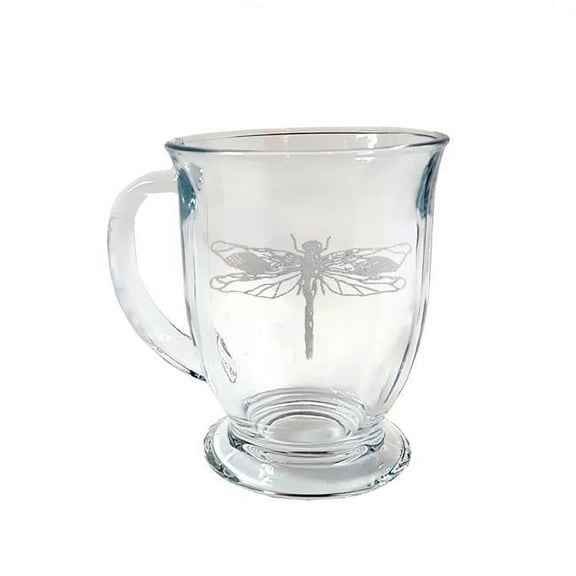 Lyoncraft CODF01 16 oz Dragonfly Engraved Glass Coffee Mug