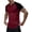 Red, variant on Fewfanhot Men's Slim Fit Raglan Sleeve Notch Neck T-Shirt, Ribbed Knit Color Block Casual Top, Breathable Fashion Tee for Men, S-3XL